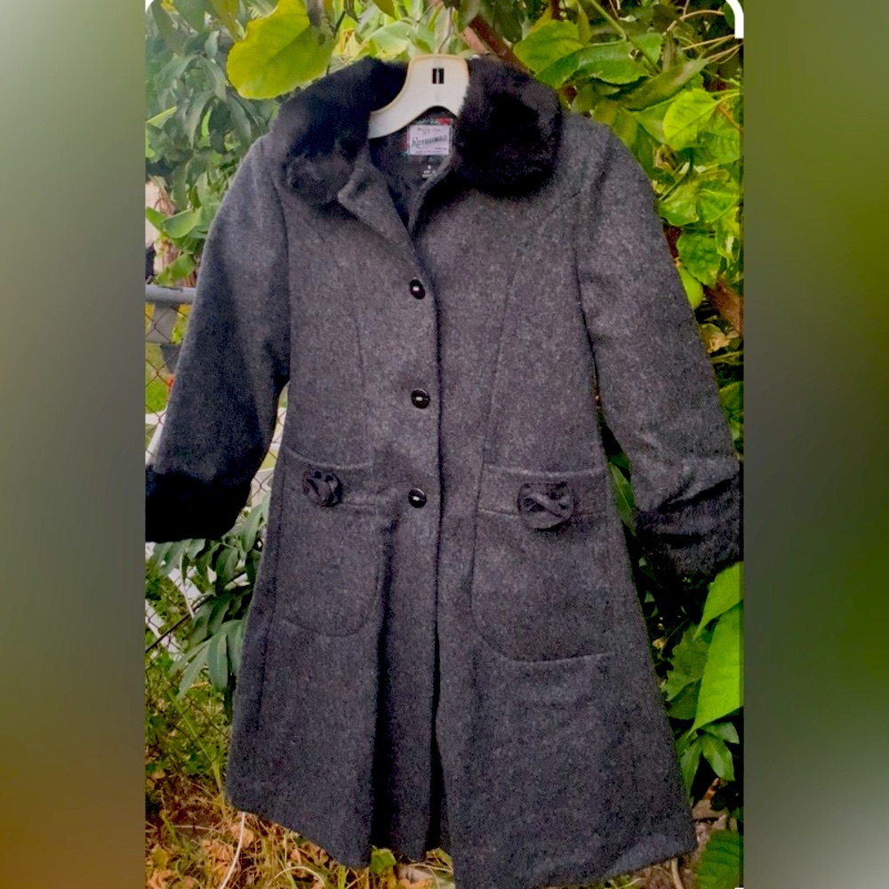 ✨⚡️💥Rothschild Jacket Princess Swing Coat 100% Wool Girls'Faux DressCoat w/t Bow